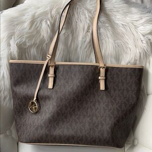 Michael Kors Tan and Brown Signature Tote